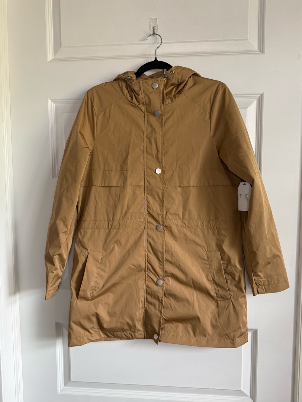 Time and Tru Hooded Trench Coat - Camel